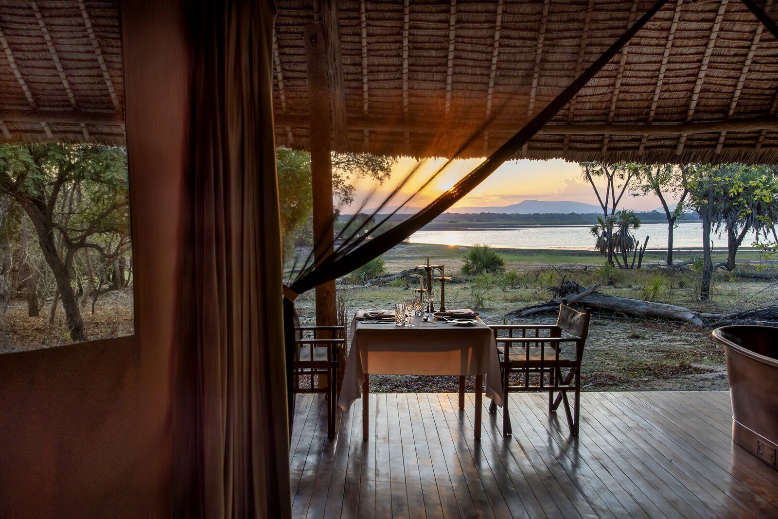 Laba Siwandu Private dinner set up in Tented Suite